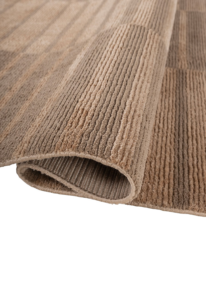 saga beige and brown polyester hand loom Rug - FloorShot