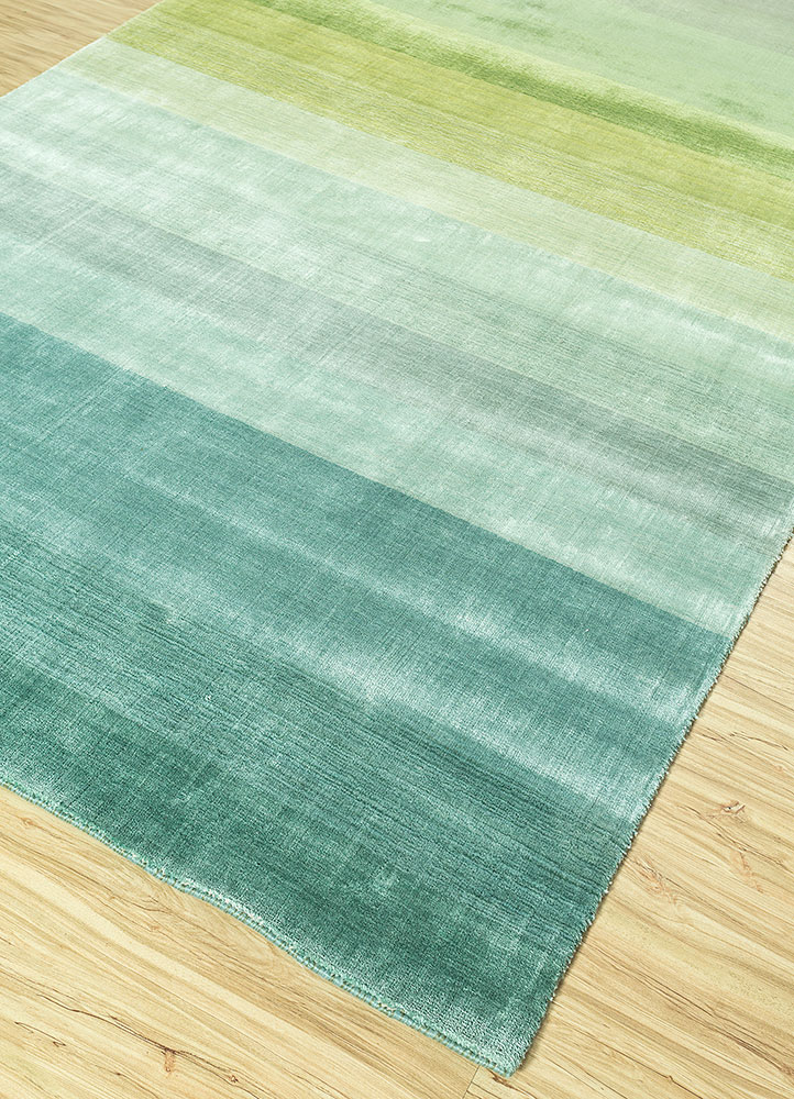 basis green viscose hand loom Rug - FloorShot
