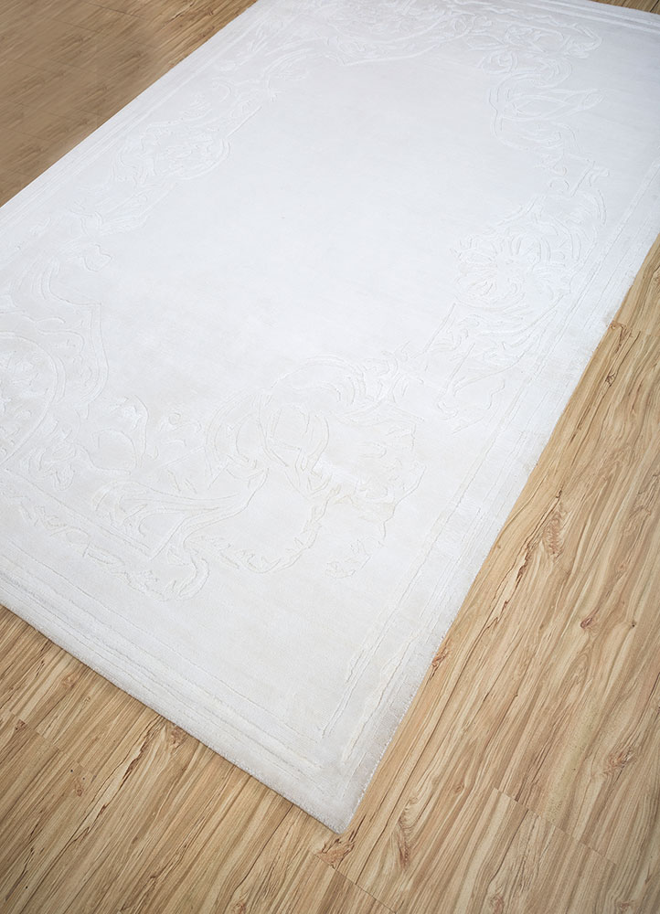 saga ivory viscose hand loom Rug - FloorShot
