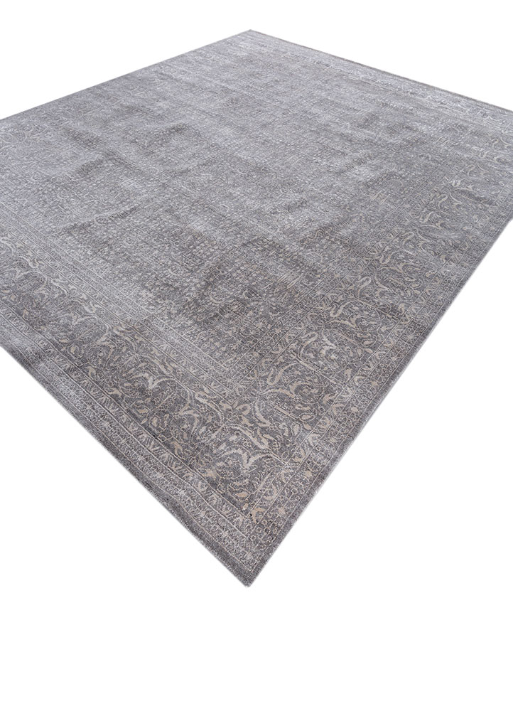 konstrukt beige and brown wool and bamboo silk hand loom Rug - FloorShot