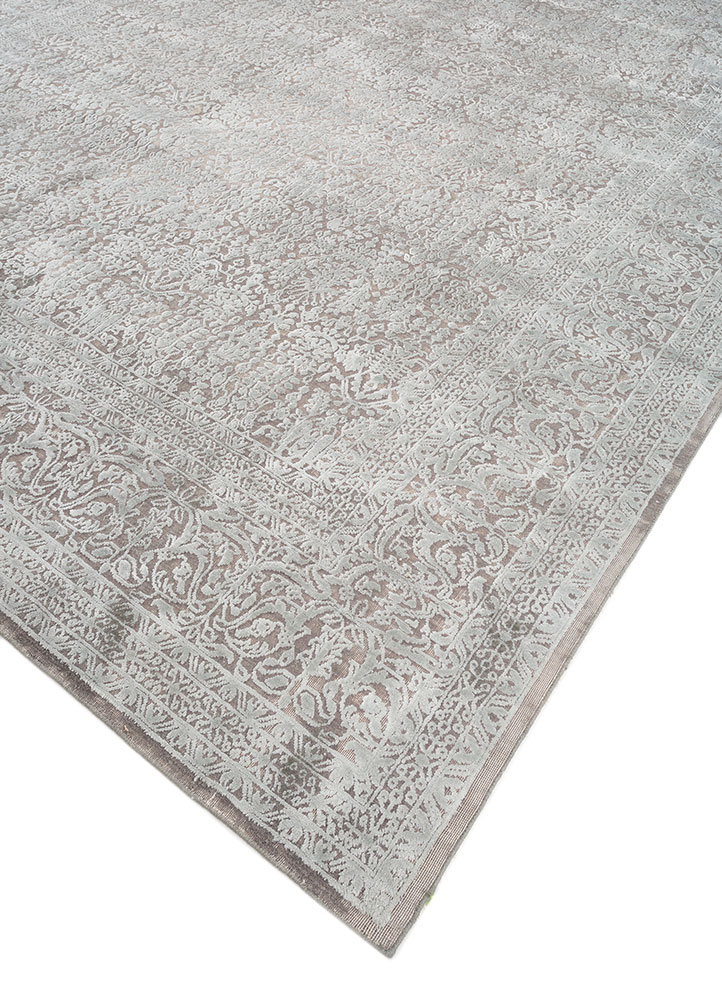 konstrukt blue wool and bamboo silk hand loom Rug - FloorShot