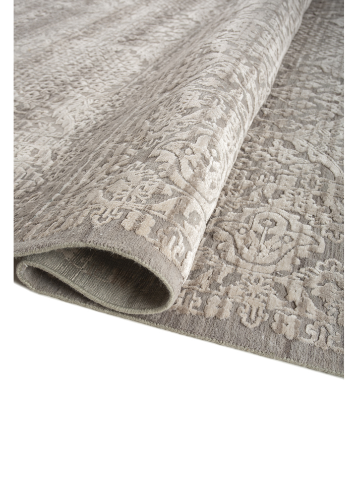 konstrukt blue wool and bamboo silk hand loom Rug - FloorShot
