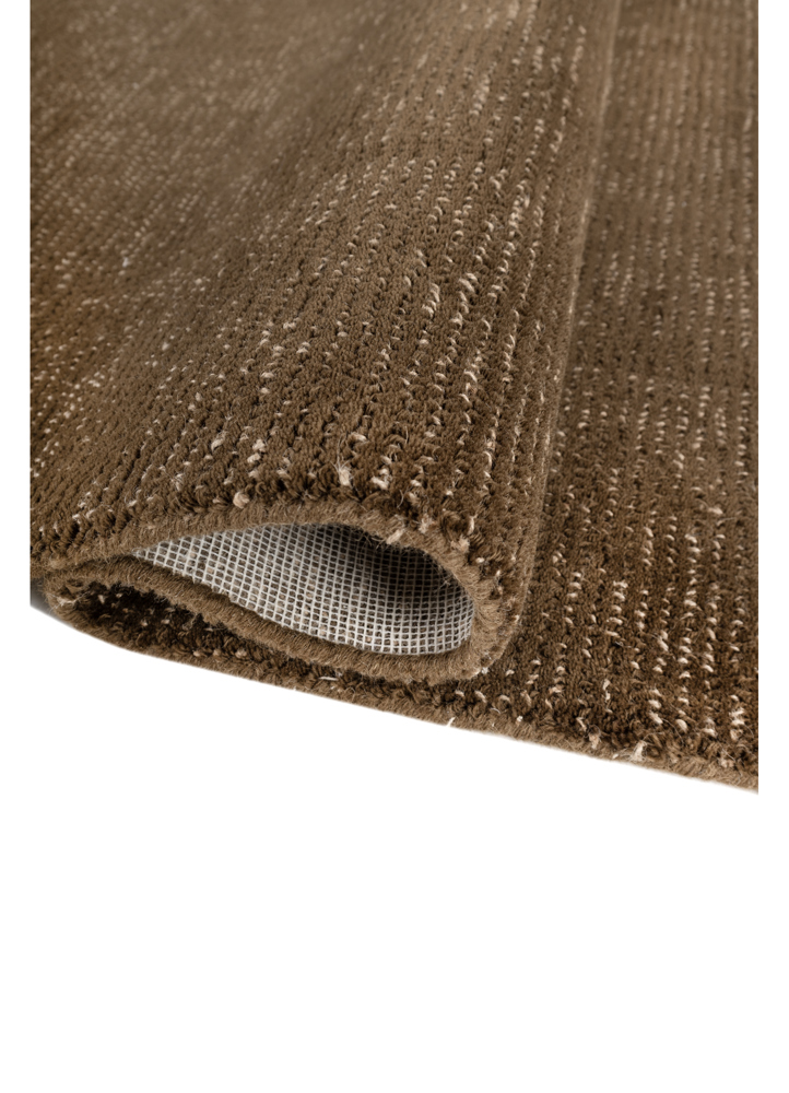 saga beige and brown wool hand loom Rug - FloorShot