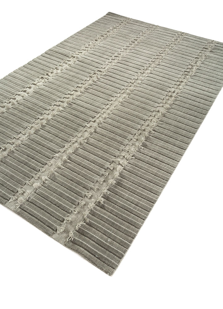 contour blue wool hand loom Rug - FloorShot