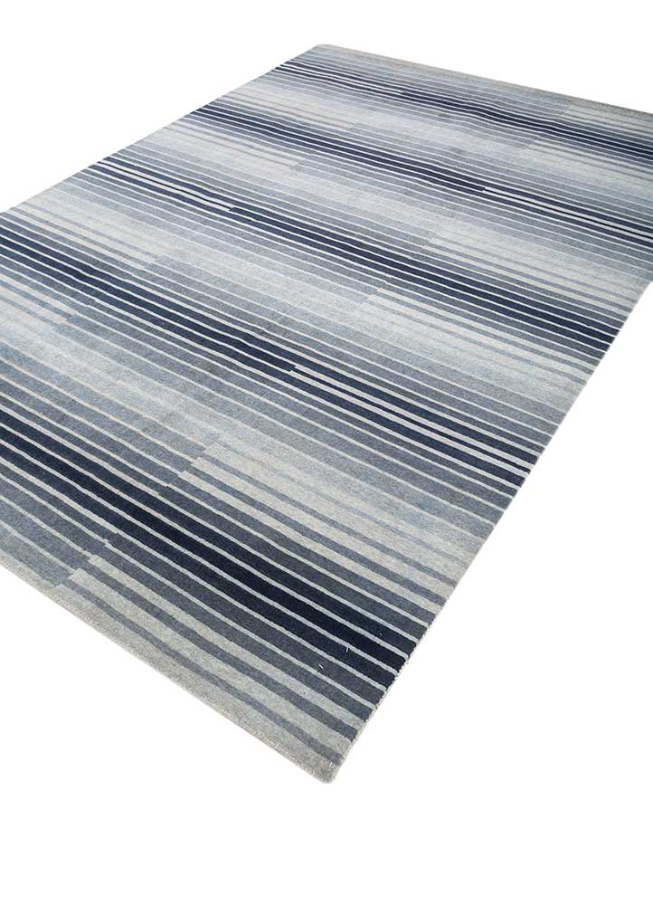saga blue wool hand loom Rug - FloorShot