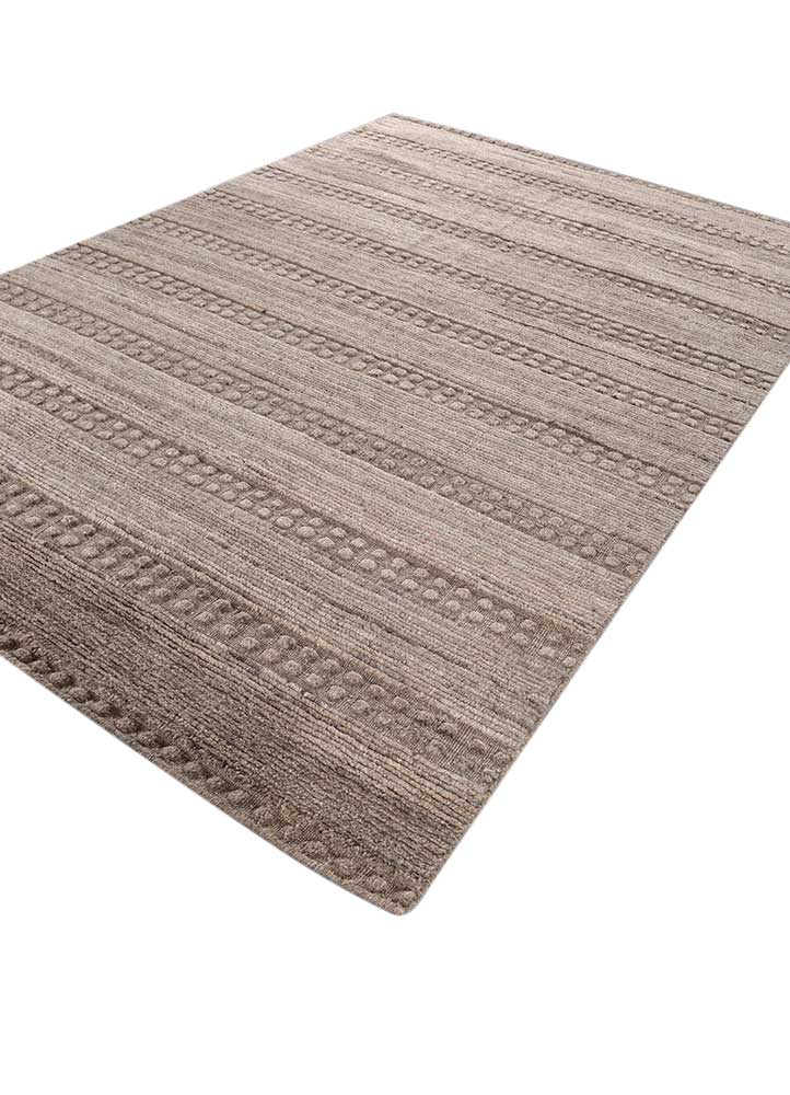 saga beige and brown wool hand loom Rug - FloorShot