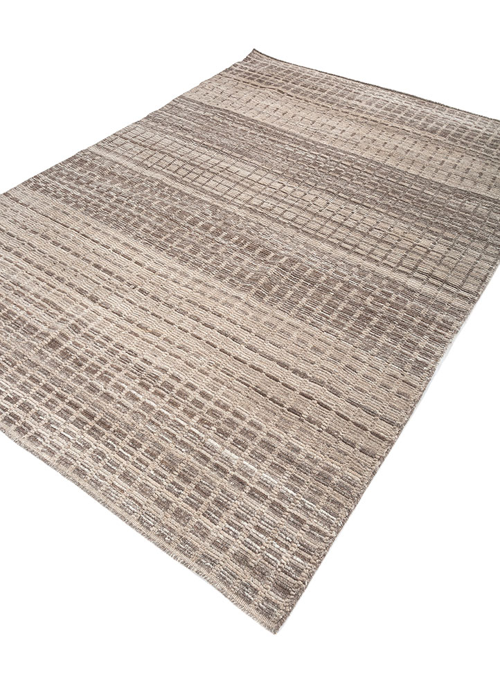 saga grey and black wool hand loom Rug - FloorShot