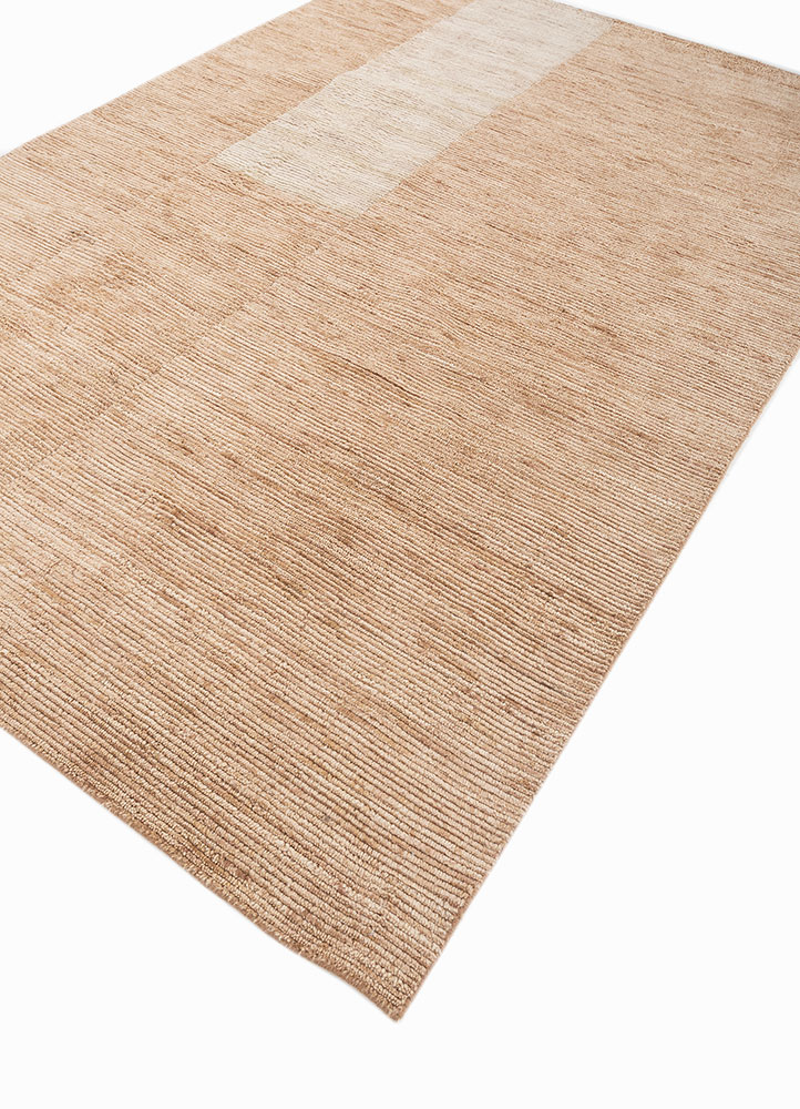 saga beige and brown wool hand loom Rug - FloorShot