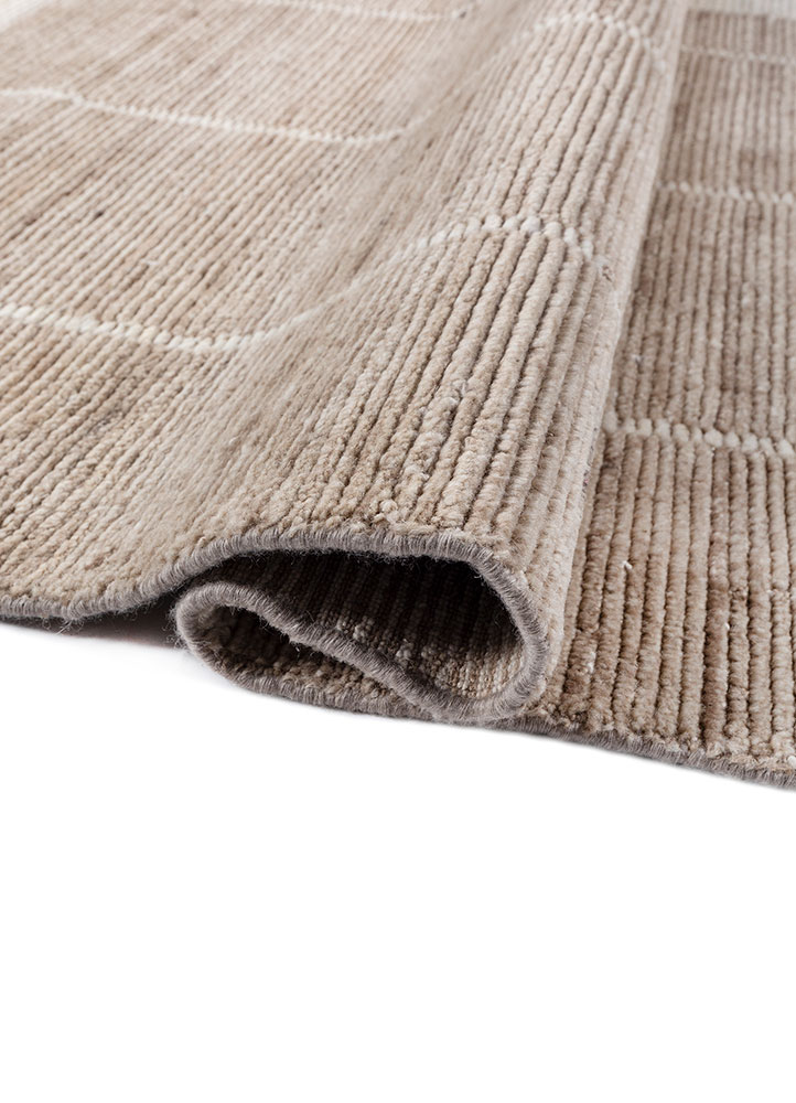 tesoro beige and brown wool hand loom Rug - FloorShot