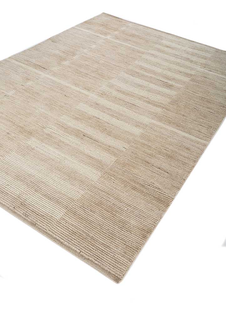 saga beige and brown wool hand loom Rug - FloorShot