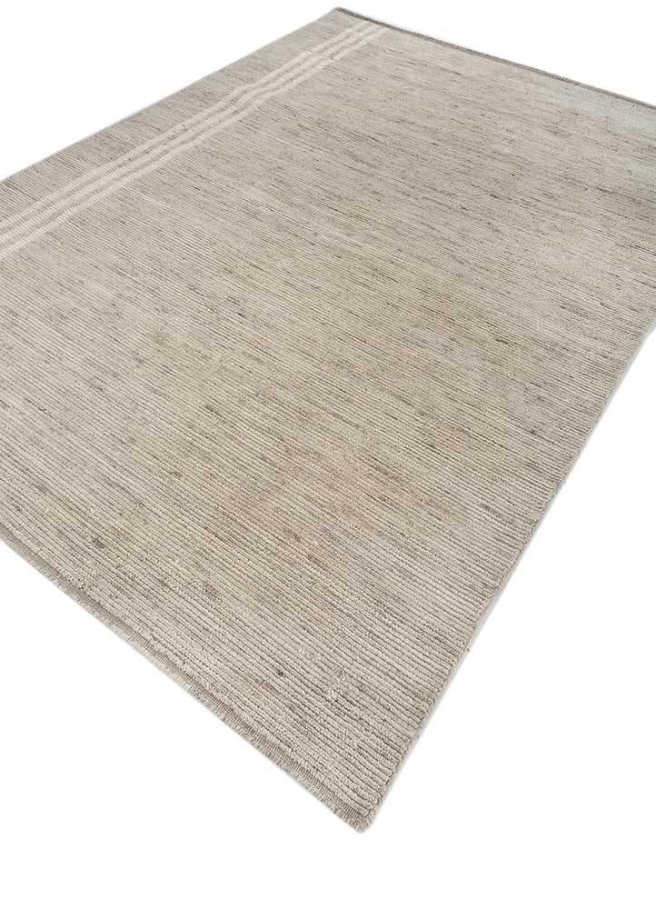 saga beige and brown wool hand loom Rug - FloorShot