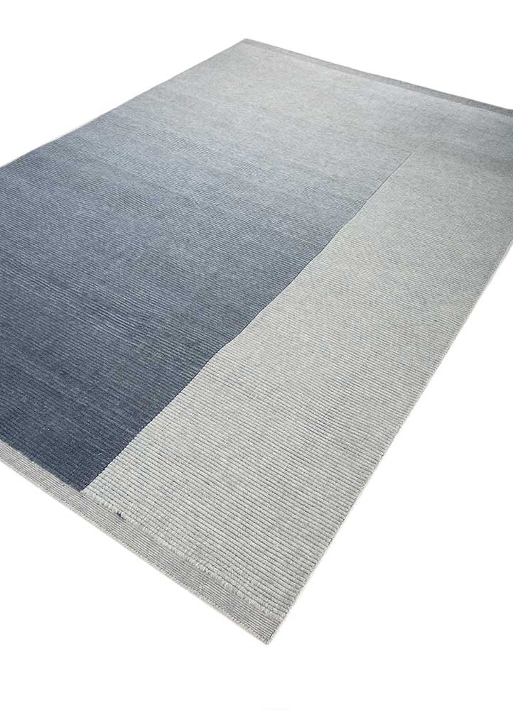 jean blue wool hand loom Rug - FloorShot