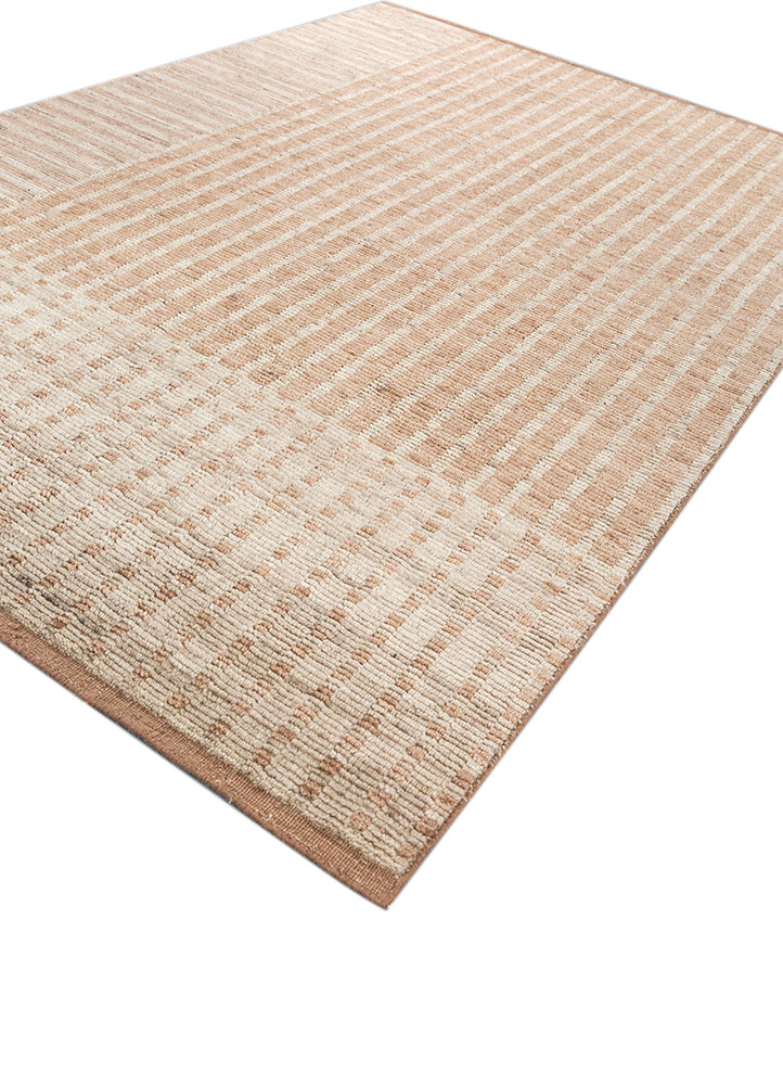 saga beige and brown wool hand loom Rug - FloorShot