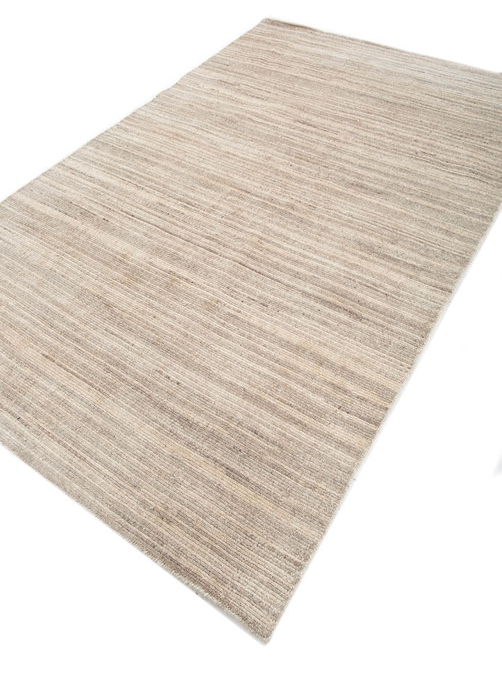 saga beige and brown wool hand loom Rug - FloorShot