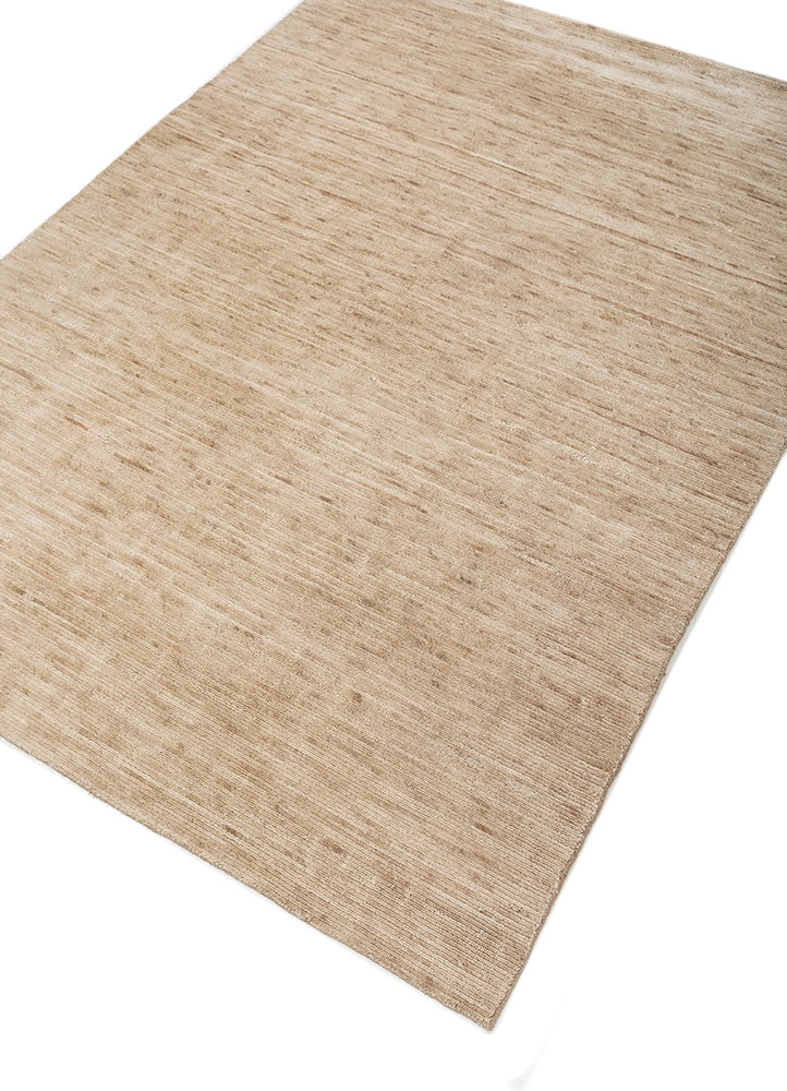 saga beige and brown wool hand loom Rug - FloorShot