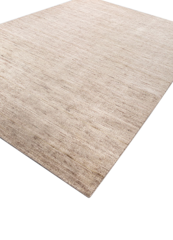 saga beige and brown wool hand loom Rug - FloorShot