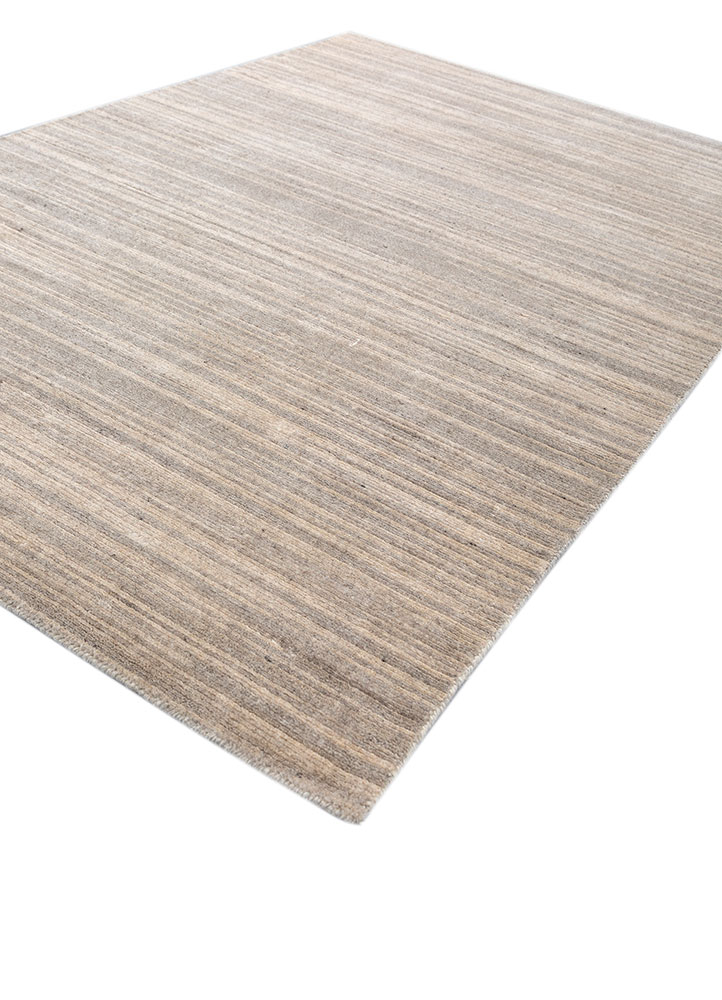 saga beige and brown wool hand loom Rug - FloorShot