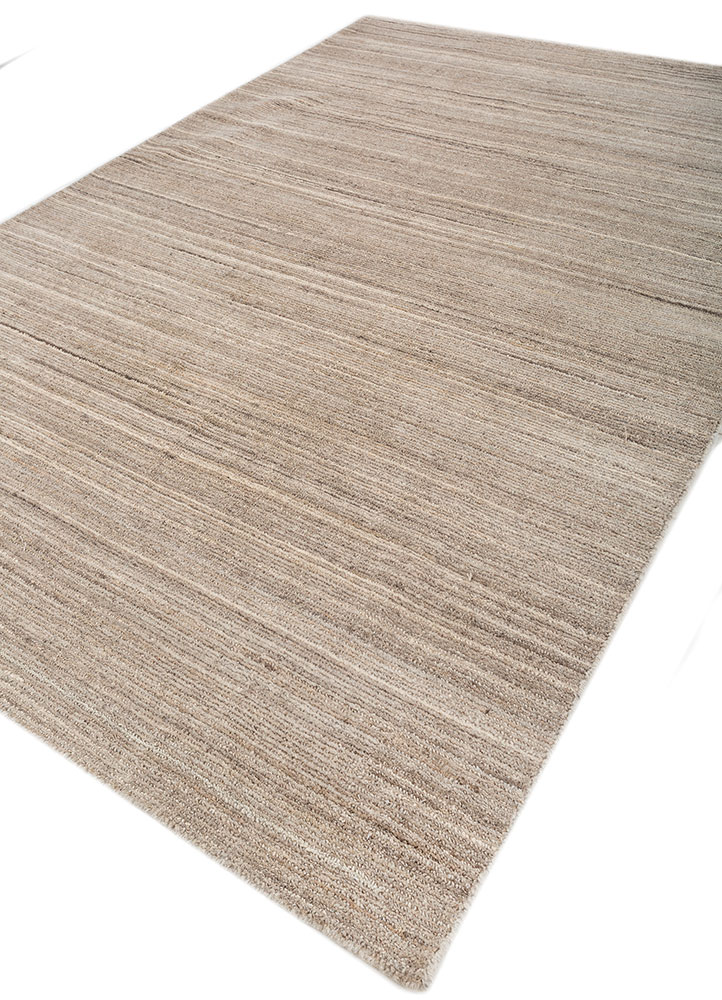 saga beige and brown wool hand loom Rug - FloorShot