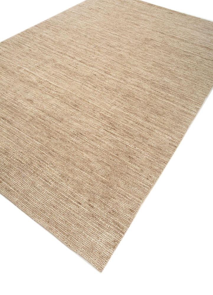 saga beige and brown wool hand loom Rug - FloorShot