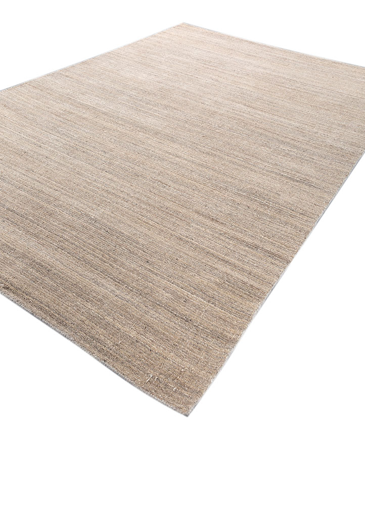 saga beige and brown wool hand loom Rug - FloorShot