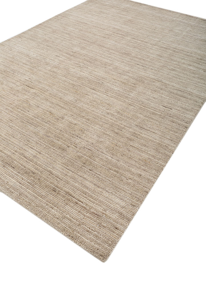 saga beige and brown wool hand loom Rug - FloorShot