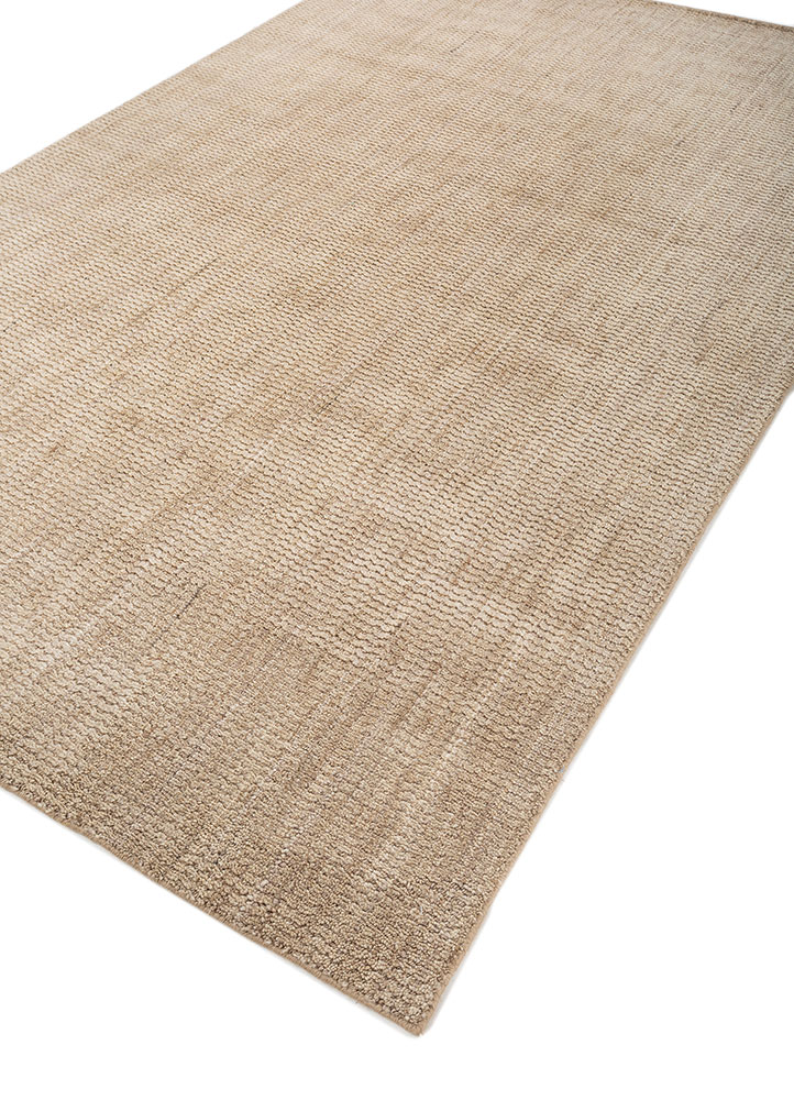 saga beige and brown wool hand loom Rug - FloorShot