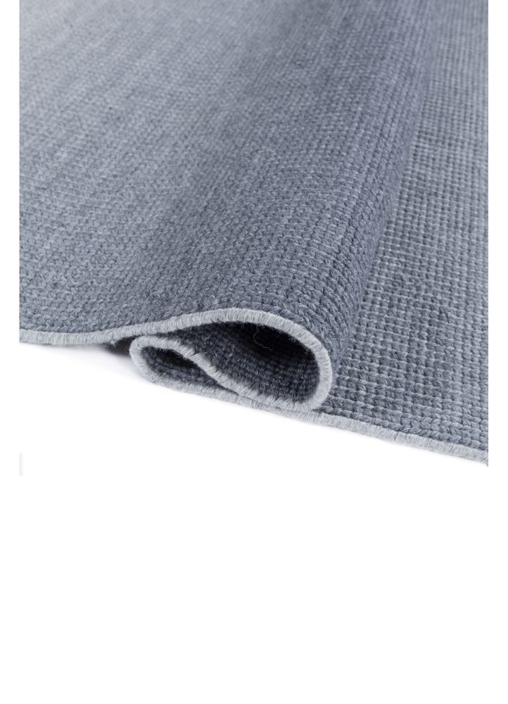 jean blue wool hand loom Rug - FloorShot