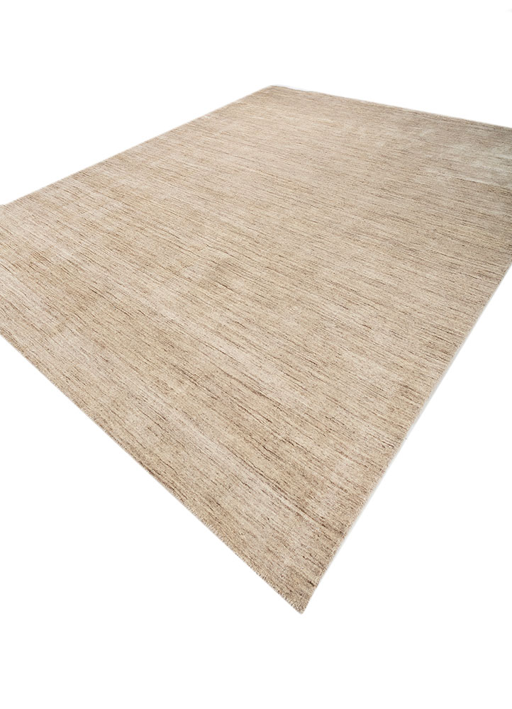 saga beige and brown wool hand loom Rug - FloorShot