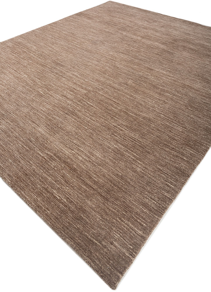 saga beige and brown wool hand loom Rug - FloorShot