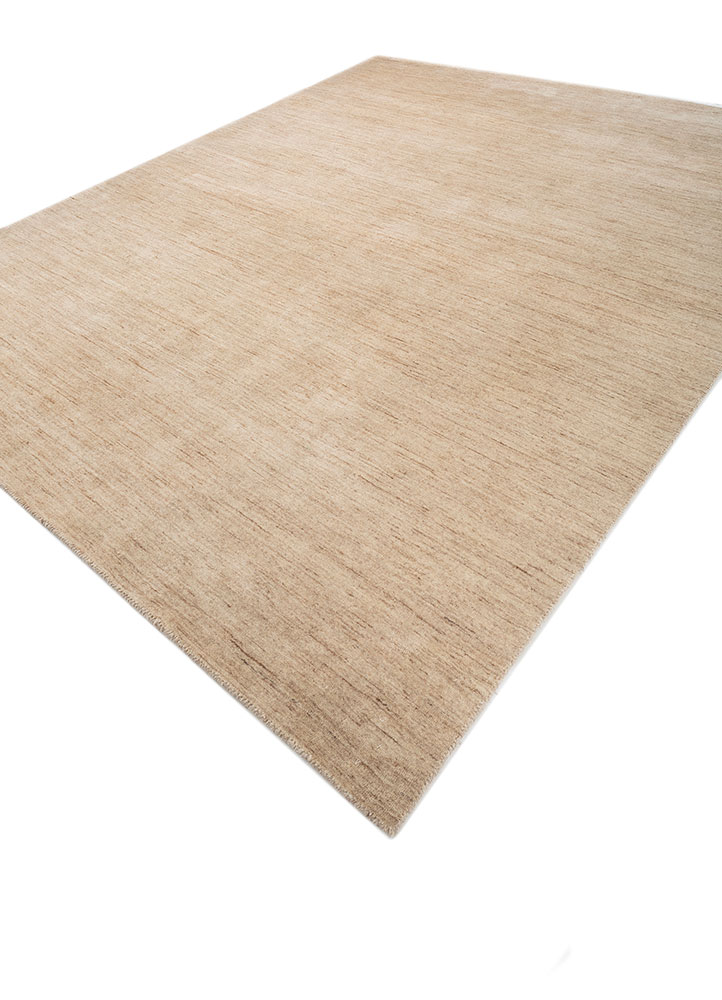 saga beige and brown wool hand loom Rug - FloorShot