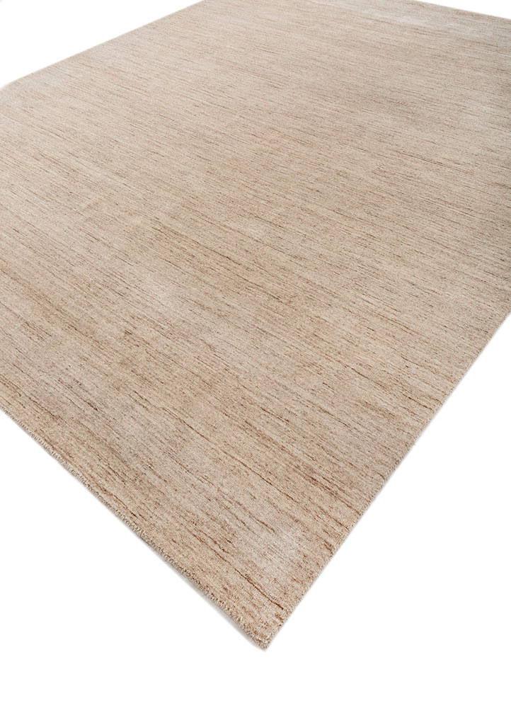 saga beige and brown wool hand loom Rug - FloorShot