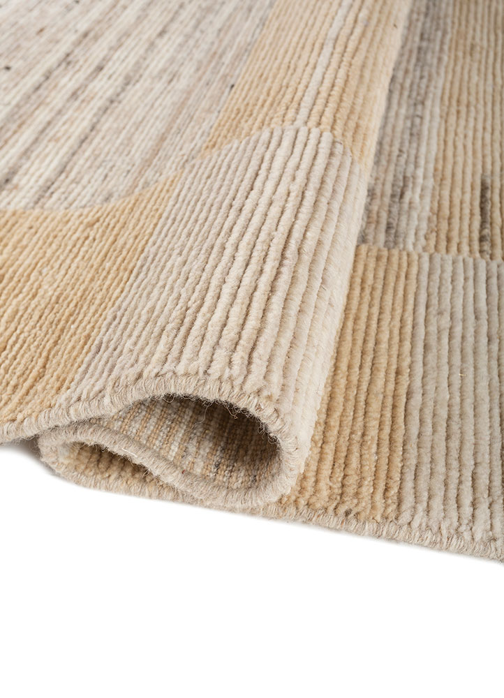 saga beige and brown wool hand loom Rug - FloorShot