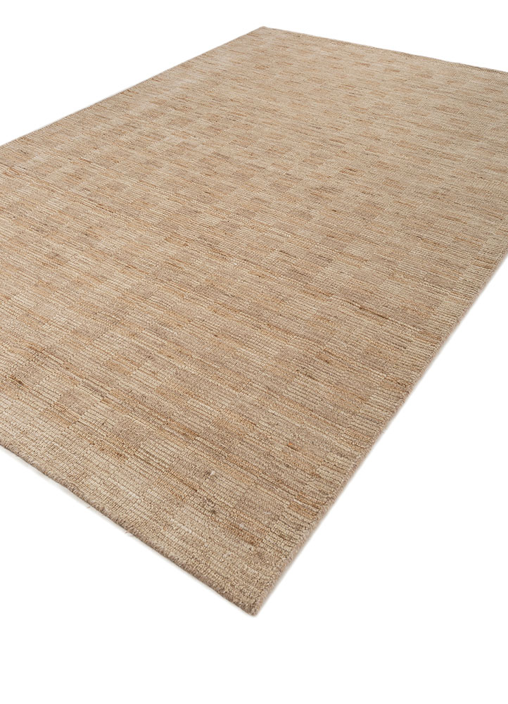saga beige and brown wool hand loom Rug - FloorShot