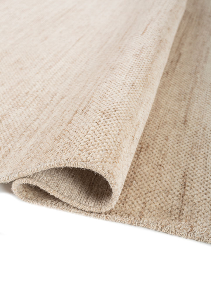 saga beige and brown wool hand loom Rug - FloorShot