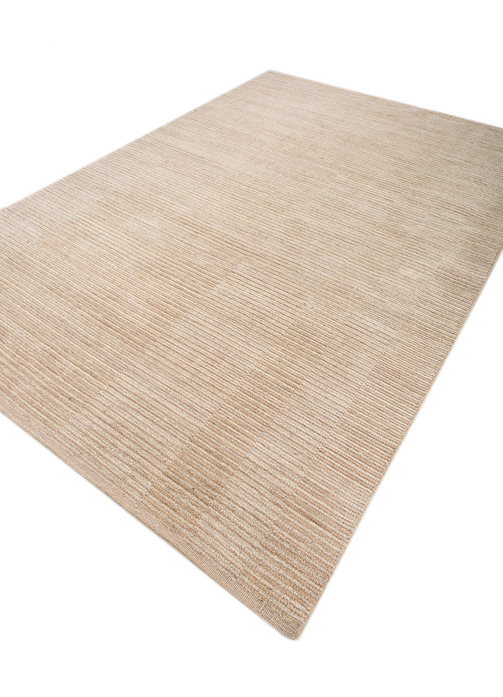 saga beige and brown wool hand loom Rug - FloorShot