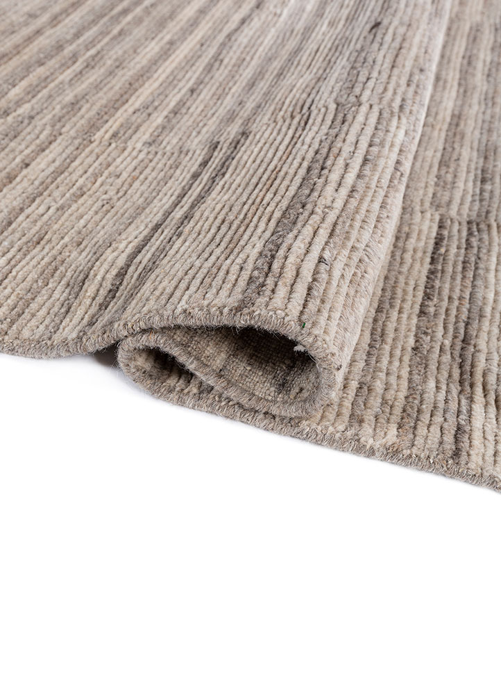 saga beige and brown wool hand loom Rug - FloorShot