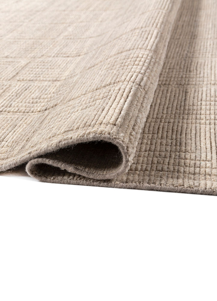 saga beige and brown wool hand loom Rug - FloorShot