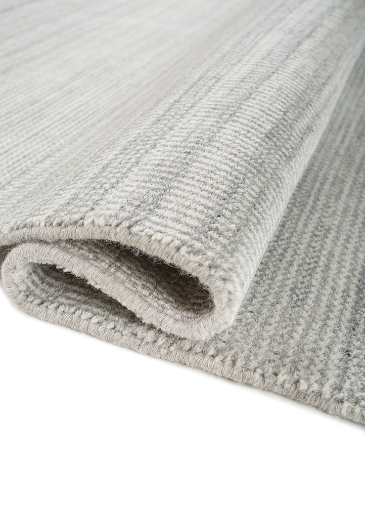 saga grey and black wool hand loom Rug - FloorShot