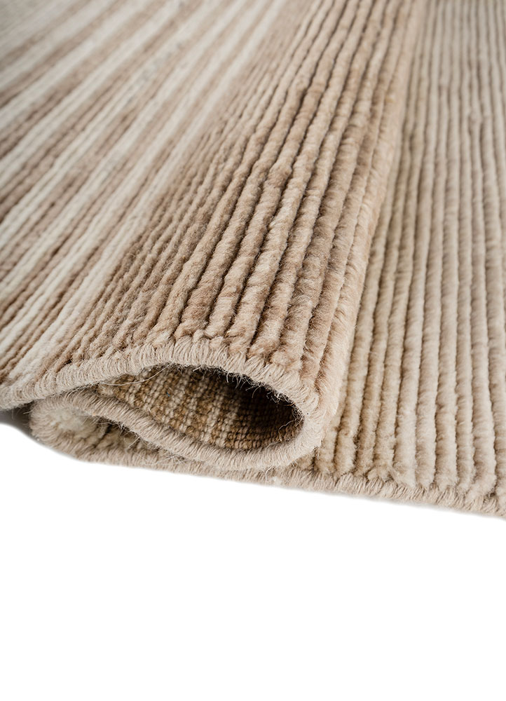 saga beige and brown wool hand loom Rug - FloorShot