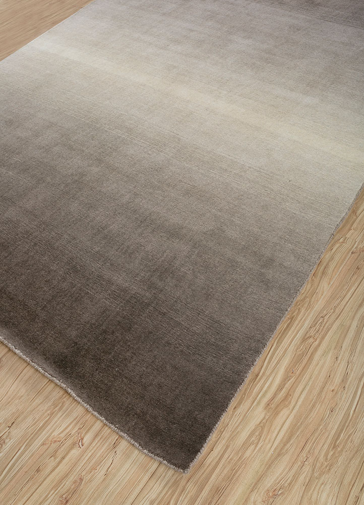 jean beige and brown wool hand loom Rug - FloorShot