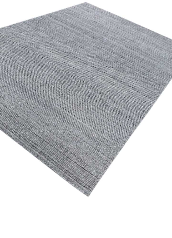 saga grey and black wool hand loom Rug - FloorShot