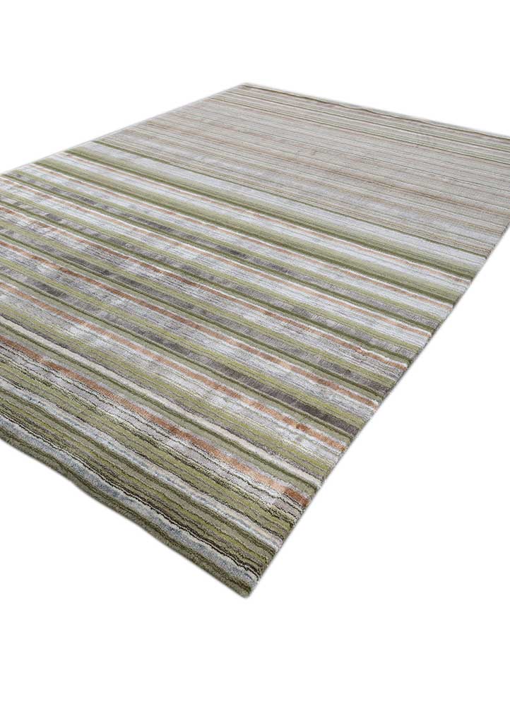 basis green wool and viscose hand loom Rug - FloorShot
