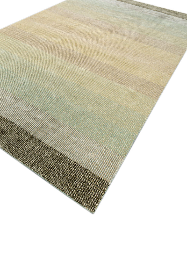 basis green wool and viscose hand loom Rug - FloorShot