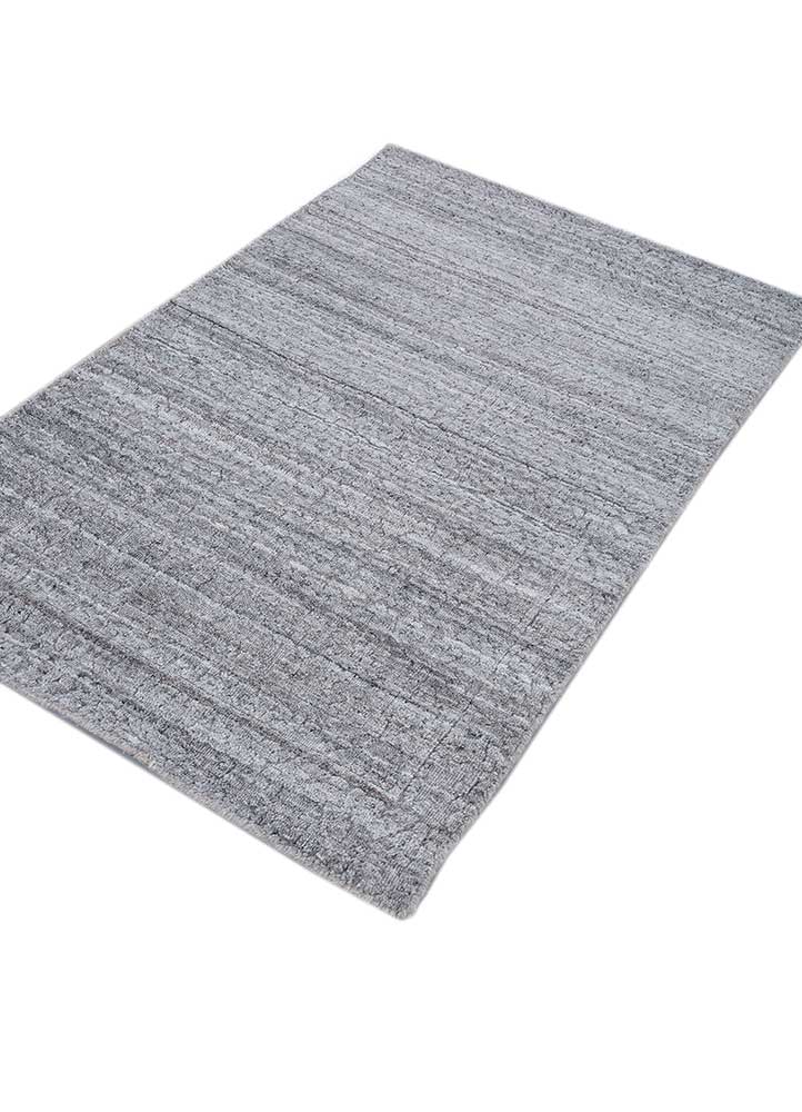 saga grey and black wool and viscose hand loom Rug - FloorShot