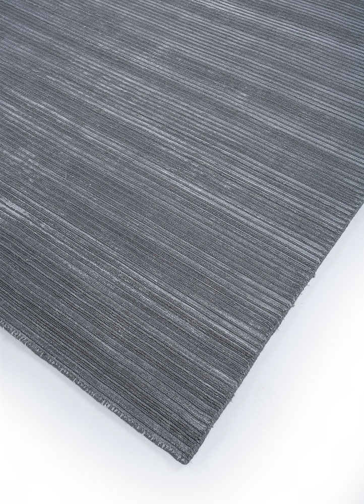 basis grey and black wool and viscose hand loom Rug - FloorShot