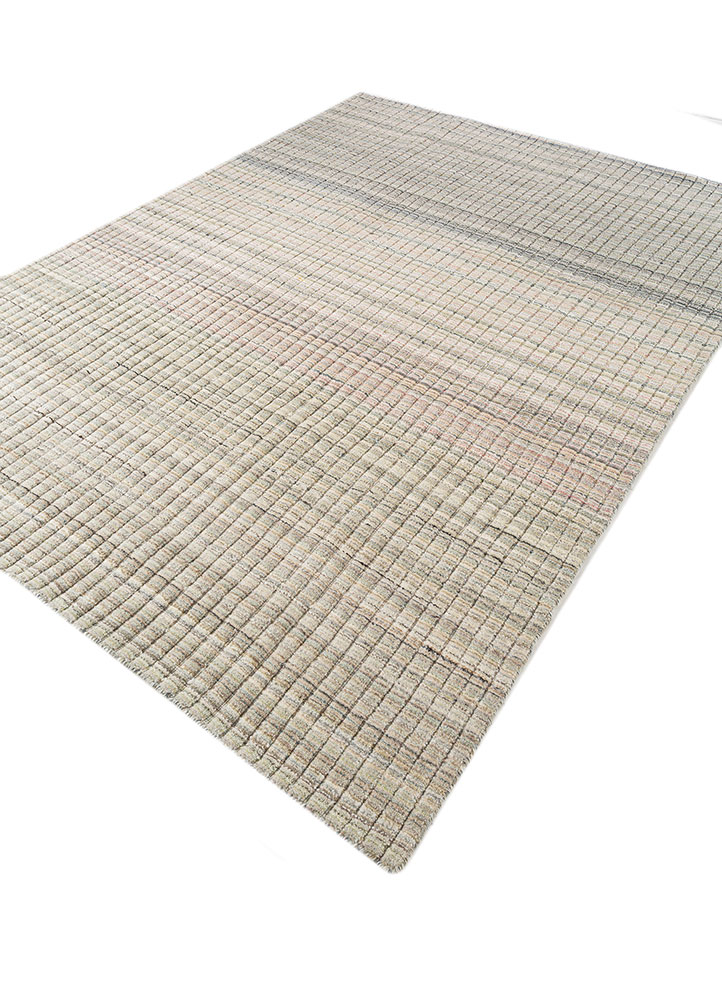 saga green wool and viscose hand loom Rug - FloorShot