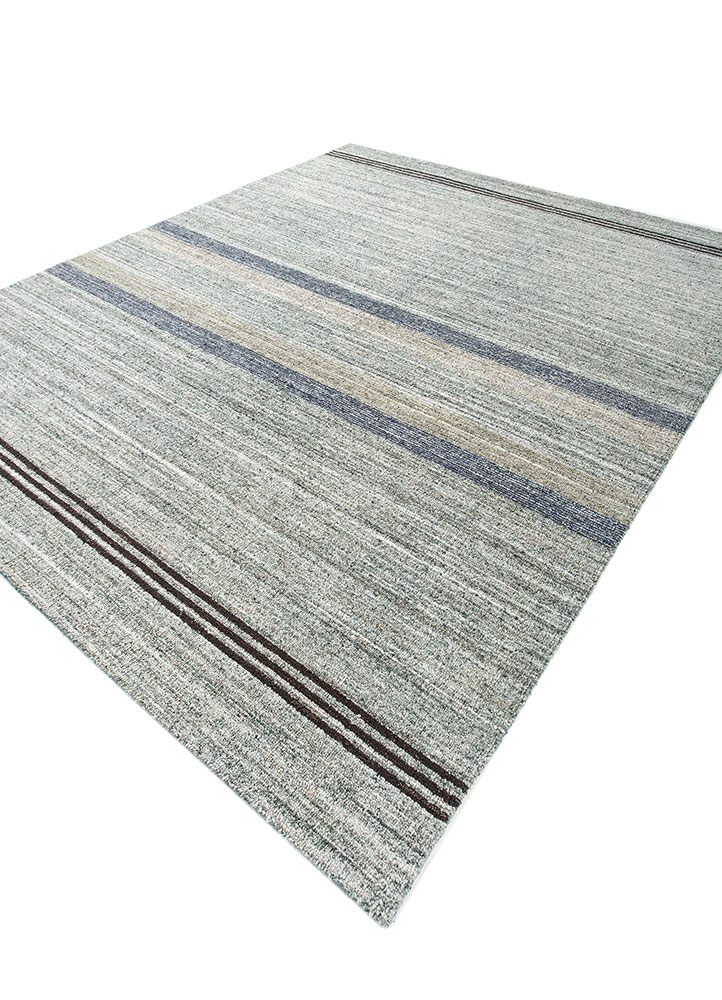 saga blue wool and viscose hand loom Rug - FloorShot