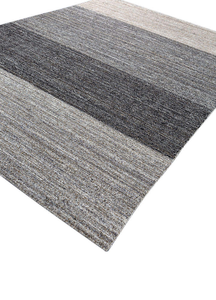 saga beige and brown wool and viscose hand loom Rug - FloorShot