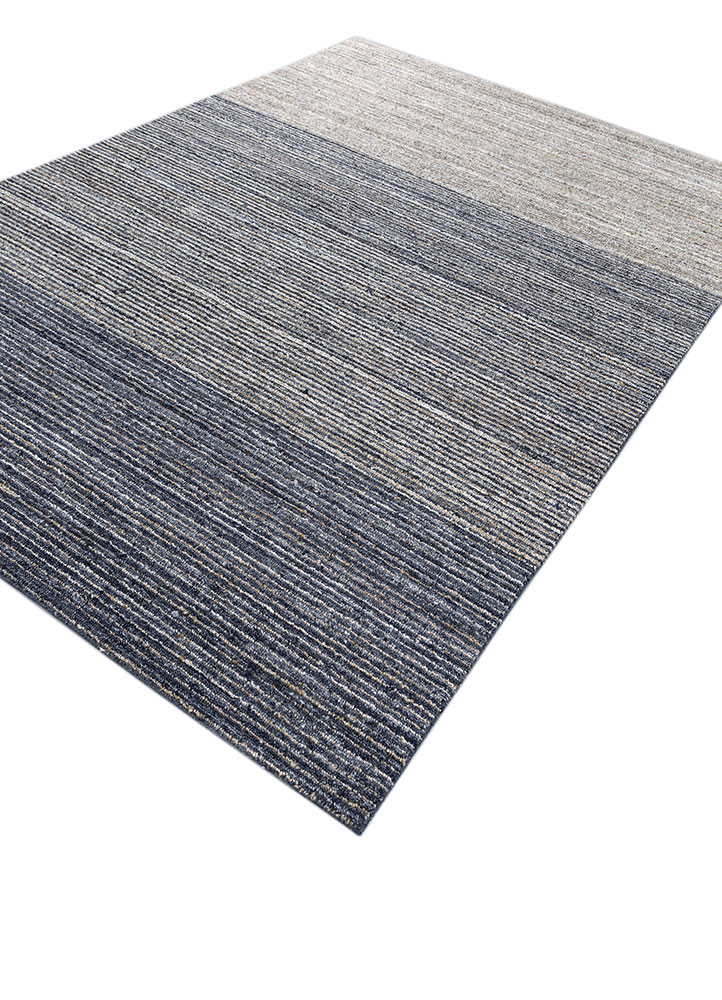 saga grey and black wool and viscose hand loom Rug - FloorShot
