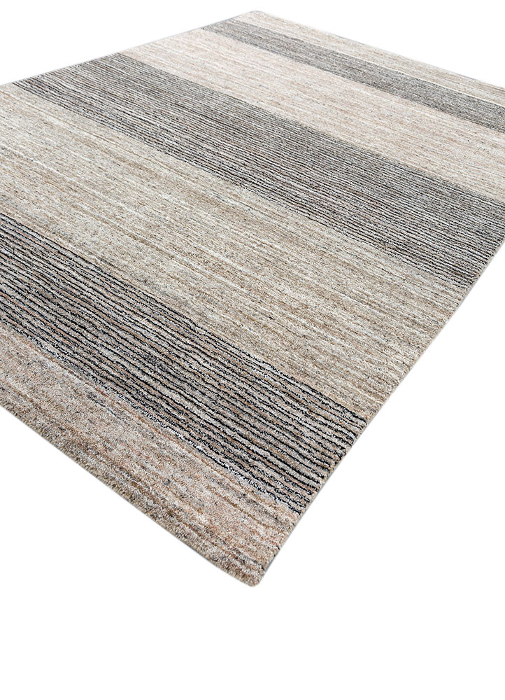 saga grey and black wool and viscose hand loom Rug - FloorShot